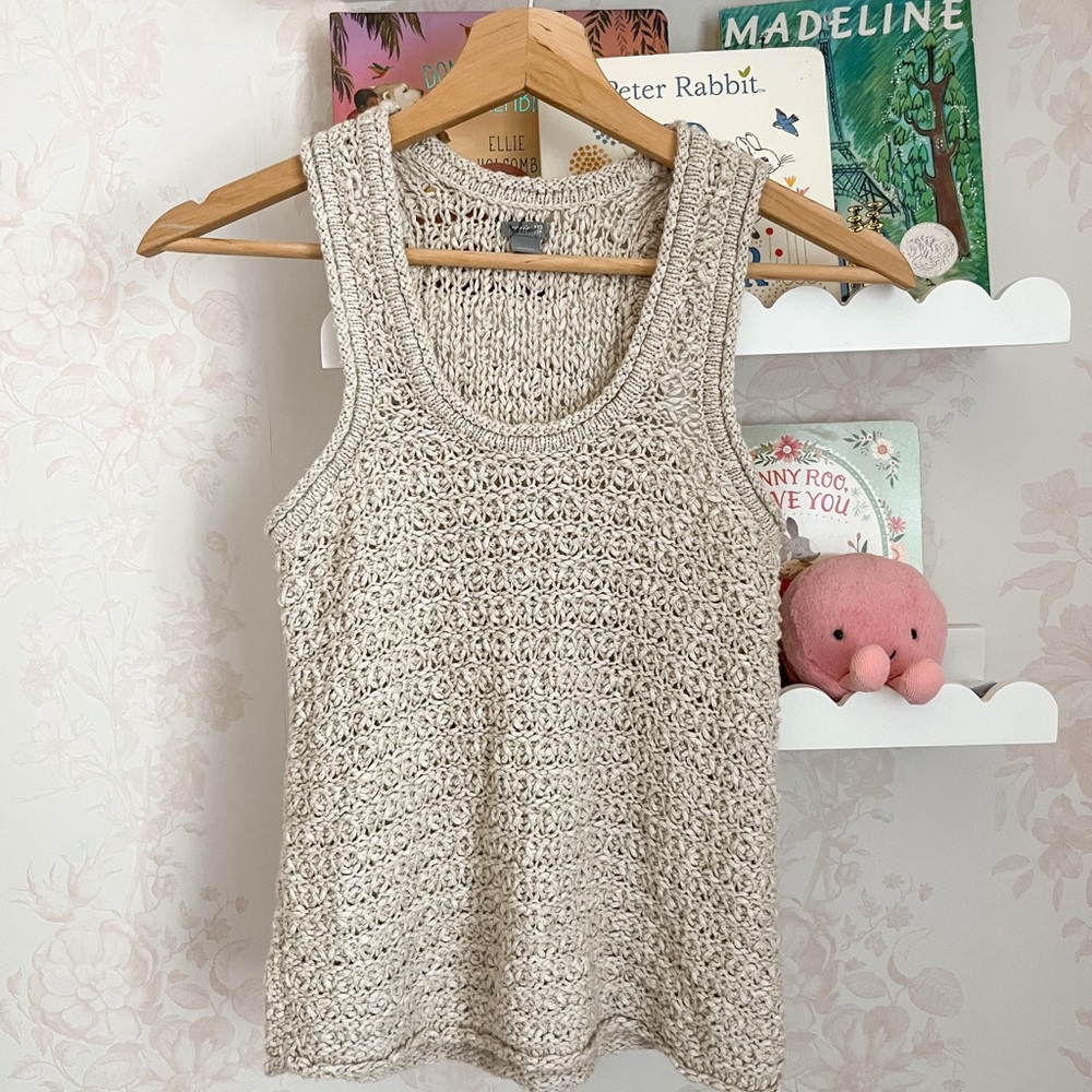 Aerie Women's Beige Knit crochet Tank Top